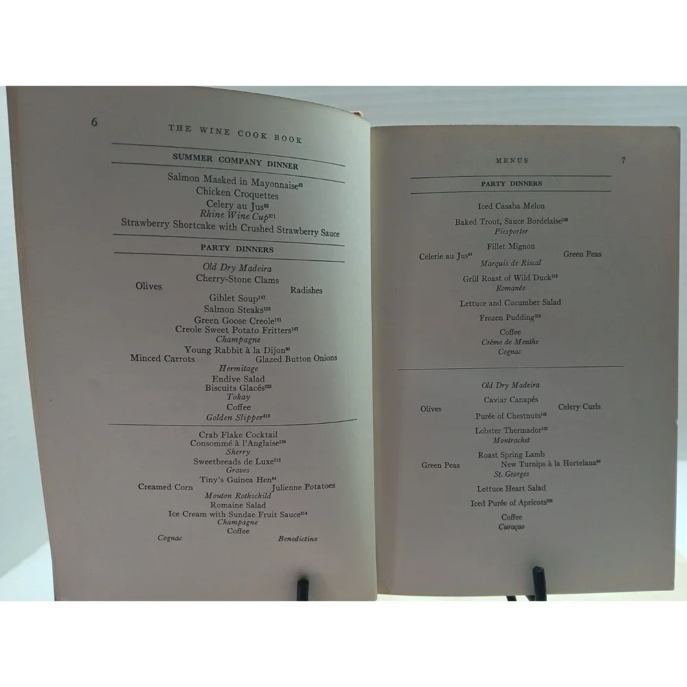 The Wine Cook Book 1934 The Browns Cora, Rose Bob Classical Recipes